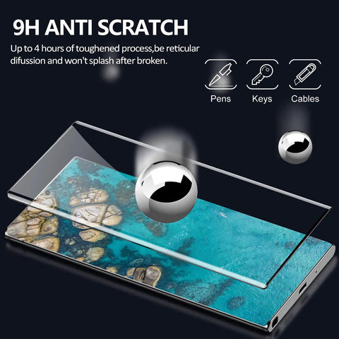 2 Pack Galaxy S22 Ultra Screen Protector Tempered Glass 9H With 3D Curved Full Coverage Ultra Clear HD Scratch Resistant Oil And Fingerprint Resistant Bubble Free Case Friendly Ultrasonic Fingerprint Support