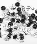 50 Pairs Hook And Eye Set For Sewing, 3 Styles Metal Latches And Press Studs Fasteners Kit in black and silver