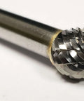 Close-up of Three Eighths Inch SD-3 Ball Burr Double Cut Solid Carbide Grinding Bit for Precision Deburring