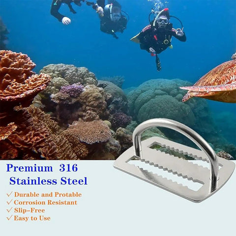 Stainless Steel Dive Weight Belt D Ring Set For Scuba Gear Two Piece Weight Keepers with coral reef backdrop