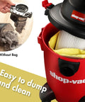 Pro-Grade High-Efficiency Disposable Vacuum Filter Bags For 5 To 9 Gallon Vacuums, 4 Pack, Yellow, showcased in a Shop Vac