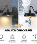 Gooseneck Barn Light 15 Inch Black Dusk To Dawn Exterior Barn Light With Photocell Sensor in rain and snow weather conditions
