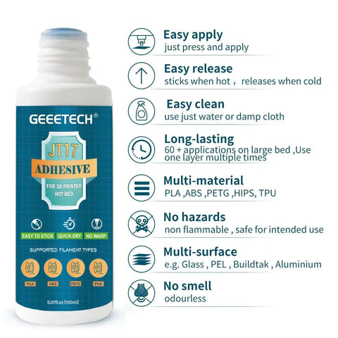 Strong Bed Adhesive Glue For 3D Printing That Boosts Bed Adhesion And Reduces Warping For PLA PETG TPU And ABS Filaments On Glass