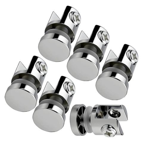 Heavy Duty Metal Glass Clamps Set For Five To Ten Millimeter Panels Rustproof Shelf Brackets for Bathroom and Kitchen close-up