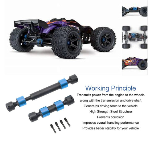 Traxxas Compatible Center Drive Shaft Splined Universal Steel CVD Driveshaft For REVO 3.3 Summit E REVO 2.0 T MAXX RC Cars Adjustable Front 3.11 To 3.62 Inches And Rear 5.08 To 6.3 Inches High Performance Drivetrain Upgrade Blue, steel CVD shafts