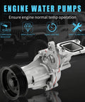 Top Tier Heavy Duty Engine Water Pump For Jeep Wrangler Jl 2.0L Turbo showcasing gray metal body and black pulley gear.