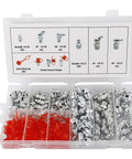 Grease Fittings Kit, 240-Piece SAE And Metric Zerk Fittings Set with caps in open case showing various fittings and caps