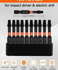 T25 Torx bit set for impact drivers, 10-pack, S2 alloy steel, 2 in (50 mm) length, magnetic tip