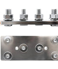 Heavy Duty 500A Bus Bar Tin Plated Copper Junction Block with six M8 Studs and 6mm thickness for power distribution.