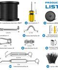 Product list for 164 Ft Vinyl Coated 304 Stainless Steel Cable String Light Hanging Kit With Guide Wire Turnbuckles And Hooks.