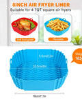 Two Pack 8 Inch Square Silicone Air Fryer Liners Reusable Inserts For 4 To 7 Qt Ovens Thick 67 Mil Food Grade Silicone Red And Blue Nonstick