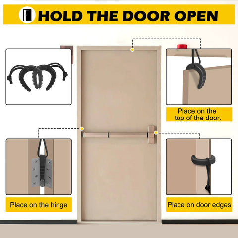 Image showing instructions for Six Piece Heavy Duty Tactical Door Stopper Kit For First Responders And Home Safety use on door.