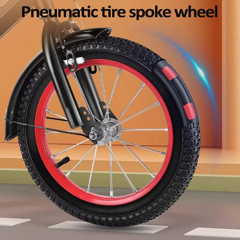 Close-up of Outdoor Cruiser Tricycle 18-inch red pneumatic tire spoke wheel