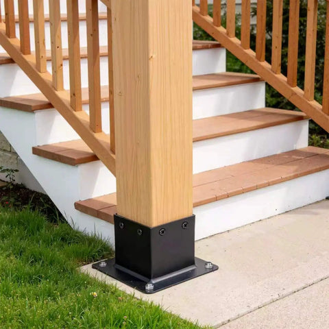 Six Pack Heavy Duty Metal Post Base Brackets, 4X4 Exterior Fit With 3.5 Inch Inside Opening, Ridiculously Strong Deck Fence Pergola Hardware, Super Simple To Bolt Down