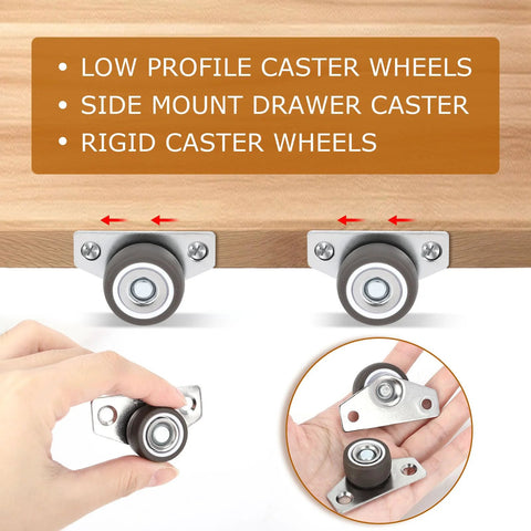 Set of four 1.25-inch side-mount caster wheels with metal mounting plates and gray wheels.