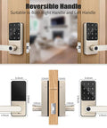 Keyless Entry Smart Lock With Fingerprint And Keypad Access Plus Six Unlock Methods Including App Code Fob Keys Remote Control And WiFi Gateway Required For Home Or Office Biometric Door Lock With One Second Unlock on wooden door