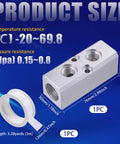 Two Way Four Port Pneumatic Manifold Air Distribution Block With G1/2 Inlet And G1/4 Outlet, Aluminum, 3m tape shown