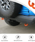 Ford Bronco Rear Bumper Tow Hook Covers 2 Pack Orange Rubber Sleeve Protectors on vehicle back 2021-2024
