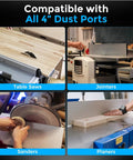 4 Inch Dust Collection Fitting Kit With Magnetic Handle For Woodworking Vacuum Systems Quick Disconnect Hose Adapter on table saws, jointers, sanders, and planers.