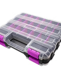 Purple 50-Compartment Double-Sided Tools Organizer Box With Removable Dividers For Small Parts Like Screws, Nuts, Nails, Bolts