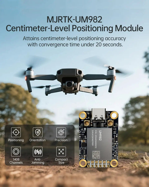 Drone carrying Beefy Centimeter Level RTK GNSS Module With All Constellations GPS BDS GLONASS Galileo QZSS For Real Time Vehicle Positioning And Field Surveys Dual Antenna Heading On Chip RTK Positioning
