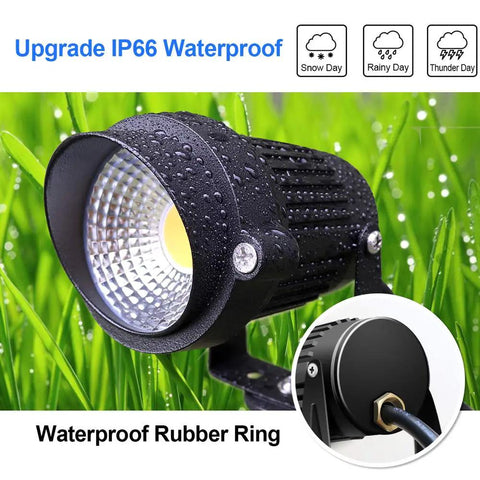 Totally Lit Ultra Bright Low Voltage Outdoor LED Landscape Lights with connectors, IP66 waterproof design on grass, 10 Pack