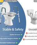Straight Up Raised Toilet Seat With Cozy Padded Handles And Adjustable Height For Seniors with padded arms and adjustable height.