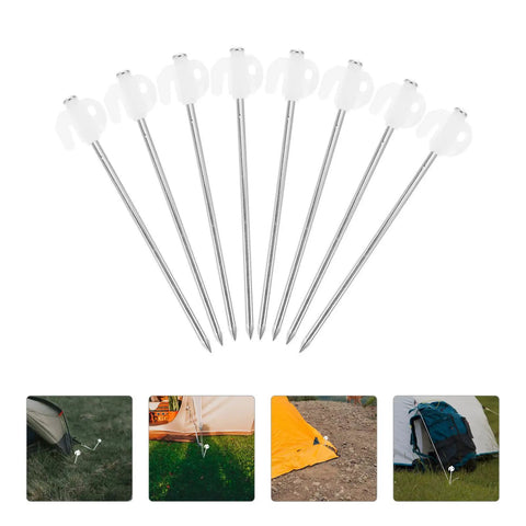 Heavy Duty Tent Stakes Set with Fluorescent Ground Pegs and Dark Cord, Windproof Sand and Beach Tent Anchors for 3 to 4 Person Tents