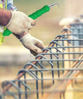 Worker using Two Piece Automatic Rebar Tie Wire Twister Tool Set With Curved And Straight Hooks For On Site Concrete Metal Wire Twisting