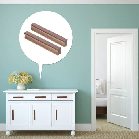 Two Pack Walnut Wood Drawer Handles 150mm Center To Center Cabinet Pulls For Kitchen Dresser Wardrobe And Furniture