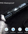 90000 Lumens Rechargeable Flashlight Beast Mode Bright With 5 Modes Handheld LED Light in rain showcasing IPX5 waterproof
