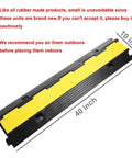 Three Pack Dual Channel Rubber Cable Protector Ramp for Driveways and Floors shown with dimensions 40x10 inches, yellow flip open top