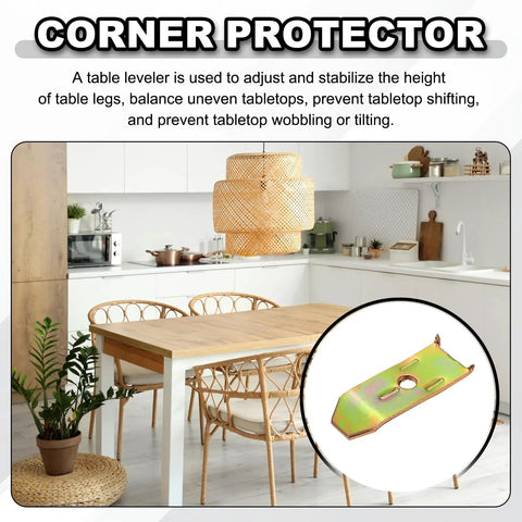 20 Pack Metal Table Leaf Levelers Heavy Duty Connector Brackets To Smooth Out Wobbly Furniture Quick Install Screw Kit For Dining Tables Desks And Cabinets Lock Down Solid Now with metal corner protector shown in kitchen setting.