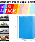 Rainbow Gift Bags With Handles Set 24 Pack 8 Inch Multi Color Paper Party Favor Bags For Goodies Birthdays Events Classrooms