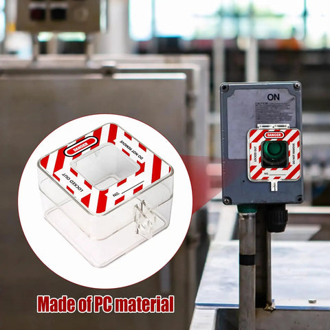 Emergency Stop Button Cover Box Type Transparent Guard Lockout Shield For Stop Button, mounted on control panel
