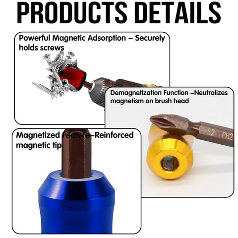 Magnetic Screw Ring Set With Three Ph2 Bits And Universal Bit Holder featuring powerful magnetic adsorption and reinforced tip