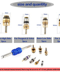 Front view of OCR 40pcs car AC valve cores kit with blue dual-head dismantling tool.