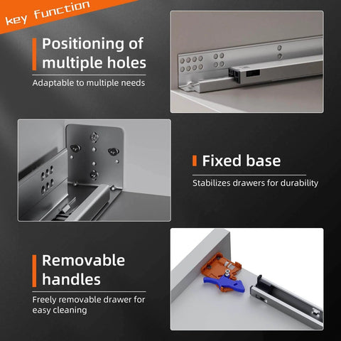 Bottom Mount Soft Close Drawer Slides With Full Extension Concealed Rails, 12 15 18 21 24 Inch Options, 80 Lb Load Capacity Per Pair