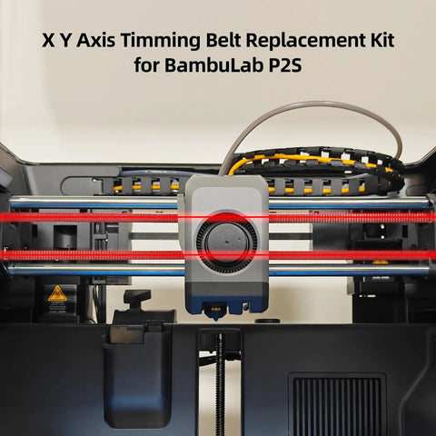 Two Belt Timing Replacement Kit For BambuLab P2S X And Y Axis Non Slip 2GT Rubber Drive Belts 7mm Wide 1444mm Long Spare 3D Printer Accessories To Get Your Printer Back In Action And Smooth Running, BambuLab P2S axis belt install