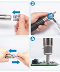 Compact Hot Air Rework Station Kit With Integrated Nozzle Holder, 3 Nozzles And 2 Tweezers, Adjustable Temperature And Air Volume steps