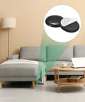 Image of Heavy Duty 24 Pack Furniture Sliders With Grip Fast Adhesive Backing and Thick Eva Foam Core, showing adhesive backing and couch. 