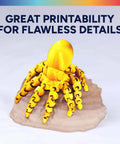 3D printed octopus model using Silk PLA Filament 1.75mm Clog-Free with Shiny Silk Finish for 3D Printing, Silk Gold