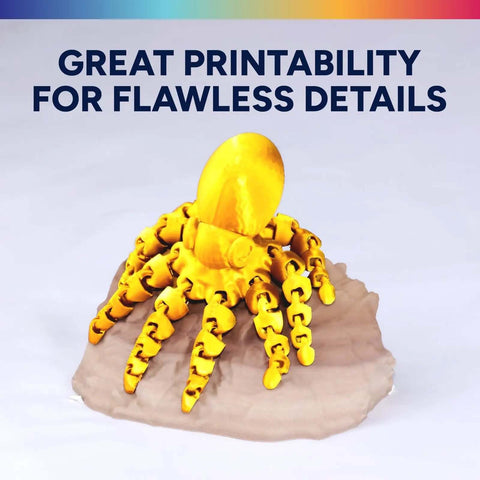 3D printed octopus model using Silk PLA Filament 1.75mm Clog-Free with Shiny Silk Finish for 3D Printing, Silk Gold