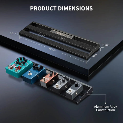 Grab-And-Go Guitar Pedalboard With Built-In Power Supply, Nine Independent Outlets Plus USB Port, 19x5.1x1.8 Inches