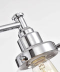 Close-up of sleek chrome finish on the Four Light Chrome Bath Vanity Fixture With Globe Glass Uplight And Downlight 30 Inch Wide