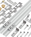 Heavy Duty Bifold Door Hardware Kit With Two 36 Inch Tracks For 72 Inch Closet Doors loaded with hinge and roller components.