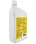 Side view of Hy-Gard Transmission And Hydraulic Oil 32 Oz TY22035, yellow label with detailed instructions visible.