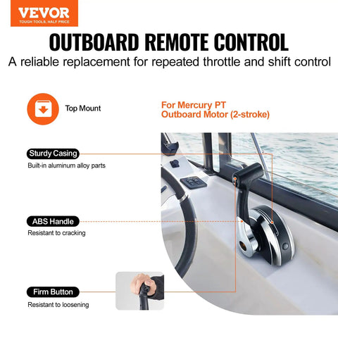 Boat Throttle Control Kit for Mercury 2 Stroke Outboard Top Mounted Remote Control Box With Power Trim Switch Marine Throttle Gear Box Easy Install Durable Aluminum Construction