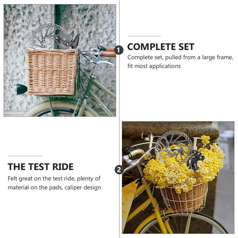 Badass Adjustable Disc Brake Kit For Mountain Bikes Featuring Rear Mechanical Alloy Caliper thick semi metallic pads visible in a basket.