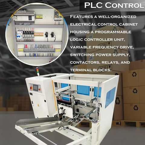 Heavy Duty Automatic Carton Erector And Bottom Taping Sealer with PLC control panel for streamlined packing.